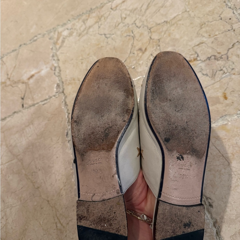 Gucci Cream and Gold Embroidered Mules - Picture 4 of 5
